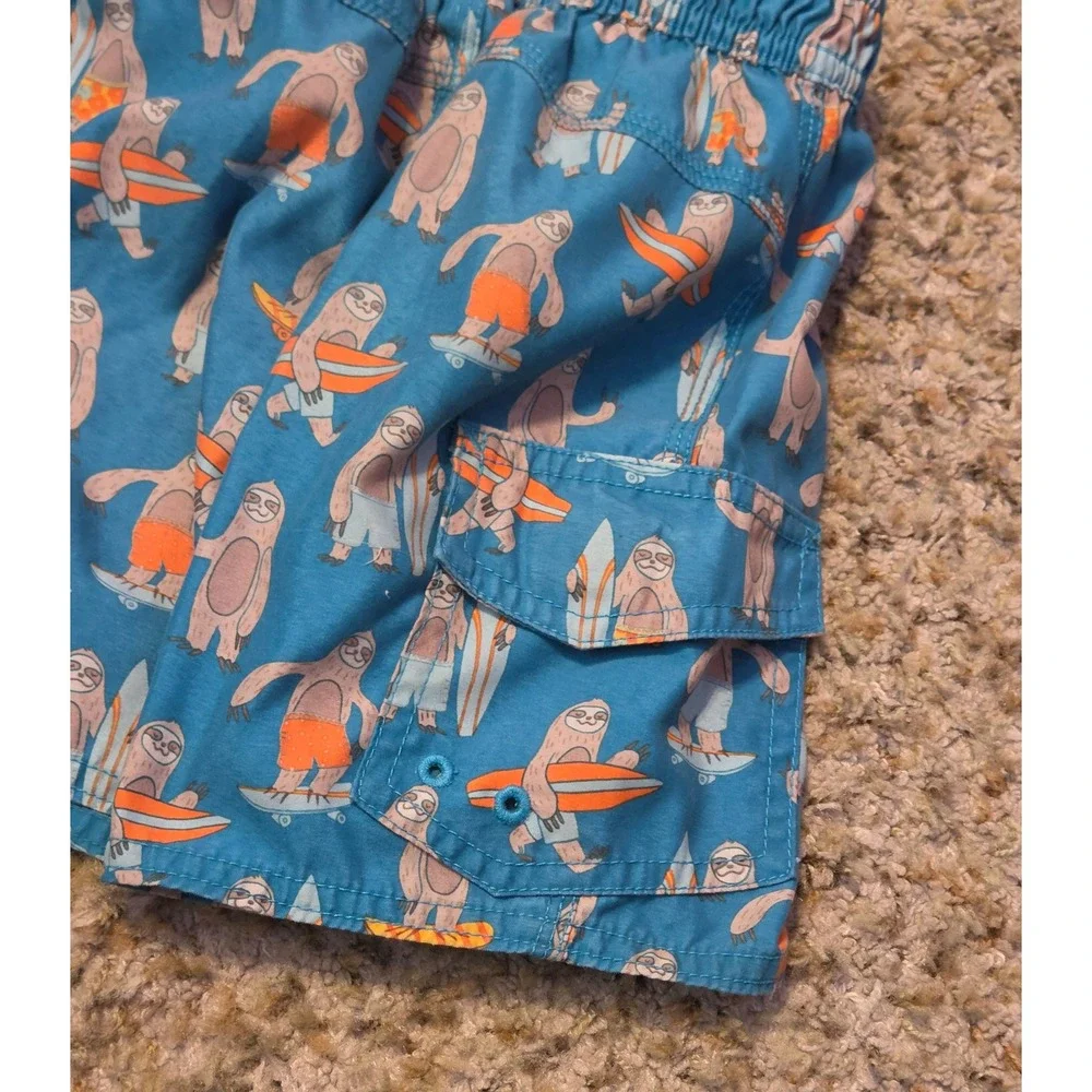 L.L. Bean Sloth‎ Surfboard Print Swim Trunks Youth Size 3T Multicolor